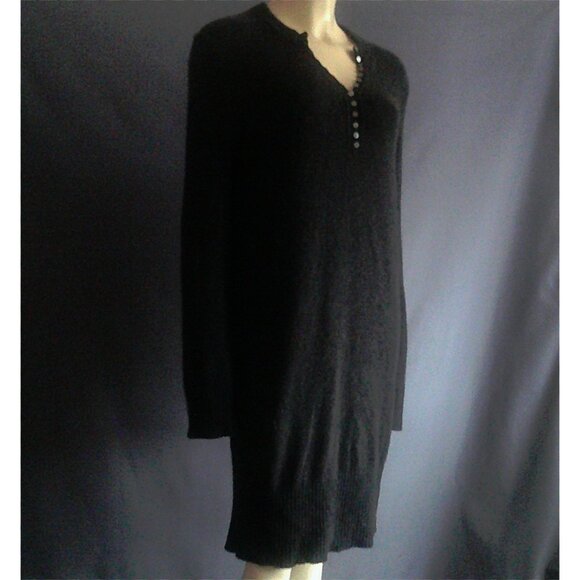 Theory Gray 100% Cashmere MSRP $435 Henley Sweater Dress M - Picture 3 of 10